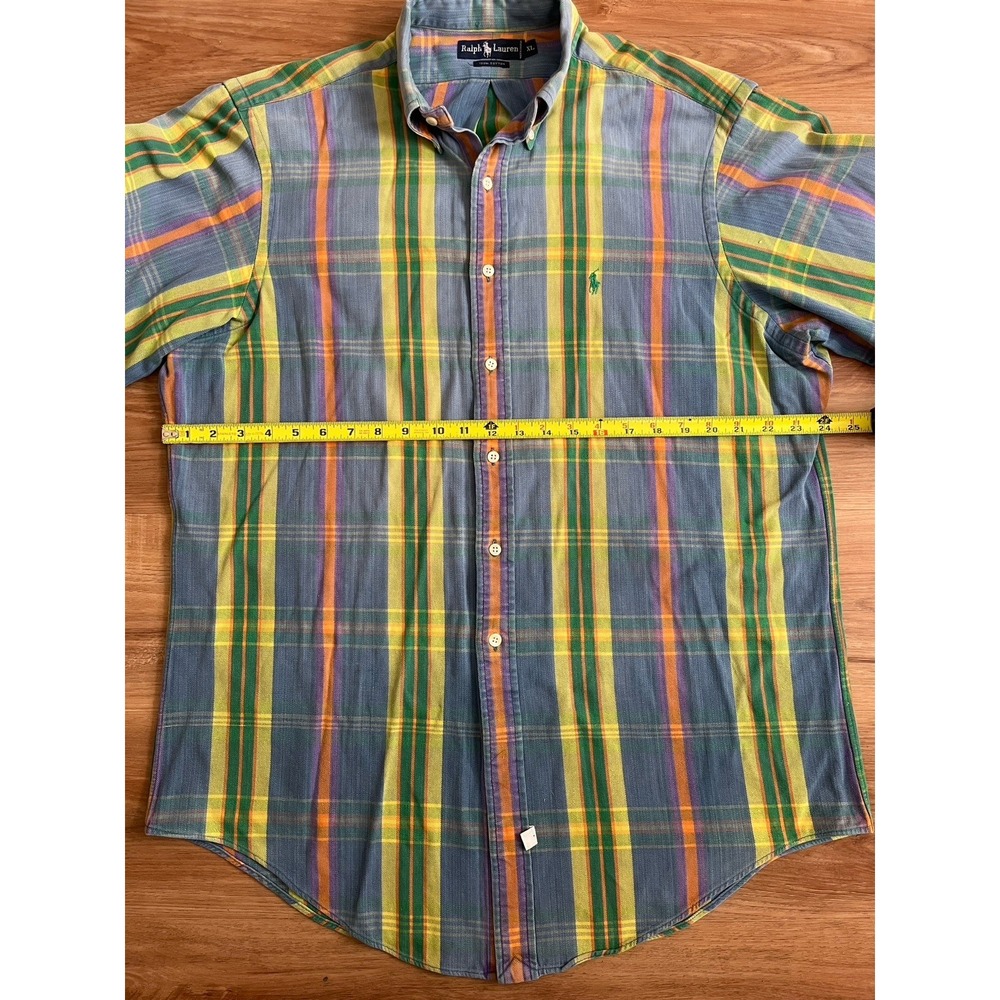 Polo Ralph Lauren Shirts (2) Mens XL Button‎ Up Blue Plaid Striped 100% Cotton - Picture 5 of 9